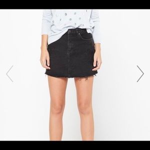 A Line Mini Denim Embroidered Skirt